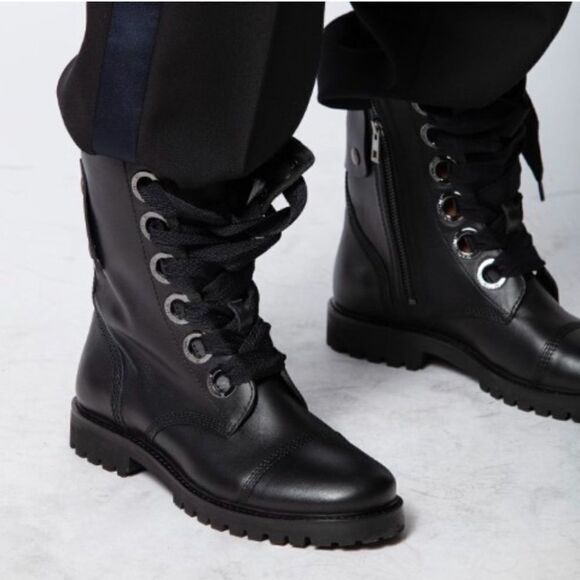 Zadig & Voltaire Joe Lug Sole Leather Combat Boot NIB 37 - Picture 4 of 14